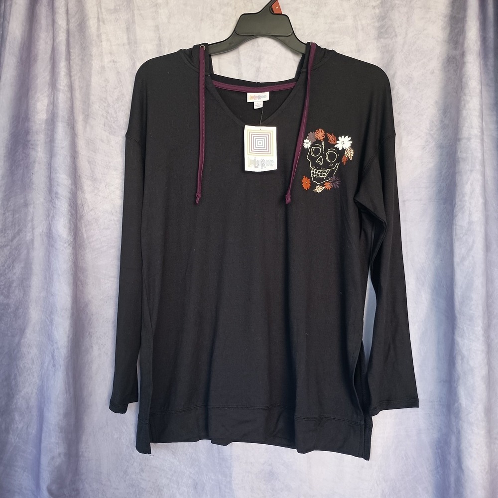 LuLaRoe Eliza Floral Skull Tarot Card Hoodie